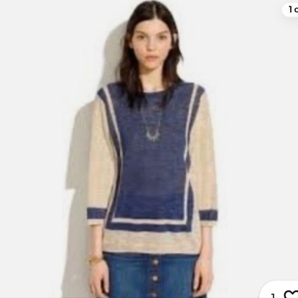 Madewell SzS Lightweight Pullover Sandbar Linen Blend 3/4 Sleeve. GUC